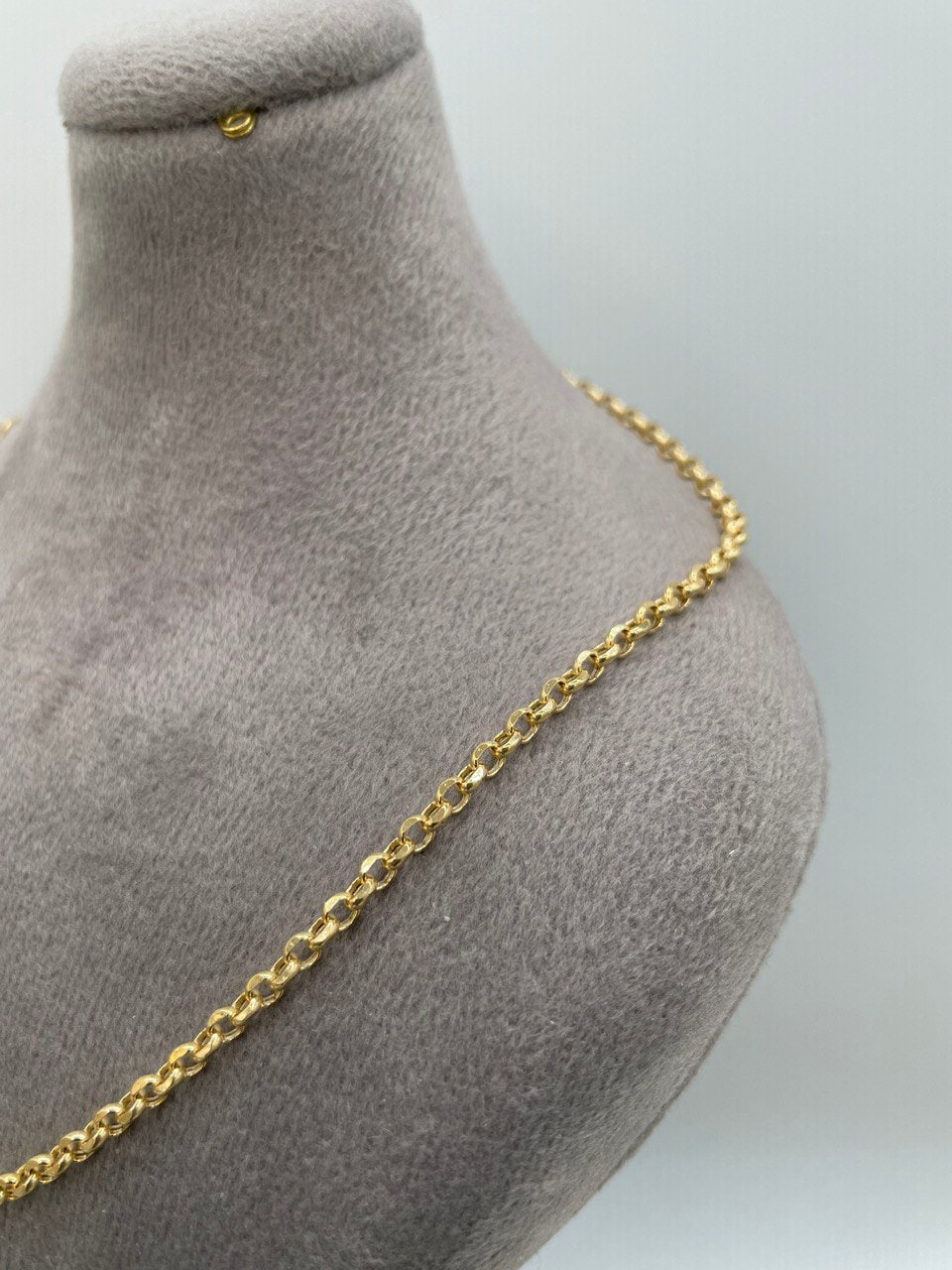18K GOLD ROLO(3mm)NECKLACE,Solid Gold,Real Gold,Diamond Cut,For Her,For Him,Birthday Gift,Anniversary Gift,Gift For Dad,Gift For Mom.