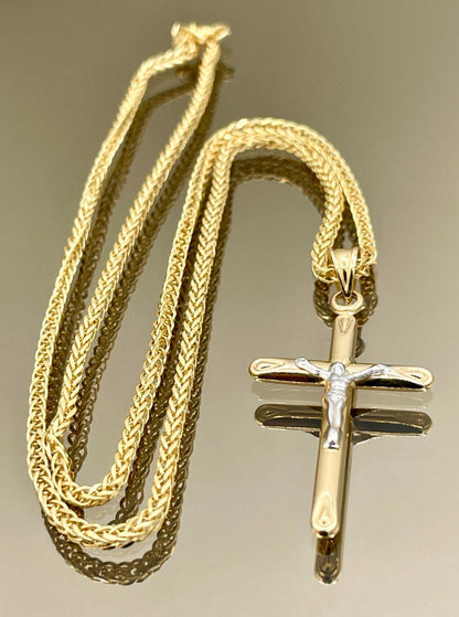 18K GOLD CROSS NECKLACE,Real Gold,Crucifix Necklace,Jesus Cross,Birthday Gift,Franco Necklace,Partner Gift,For Her,For Him,Christmas Gift.
