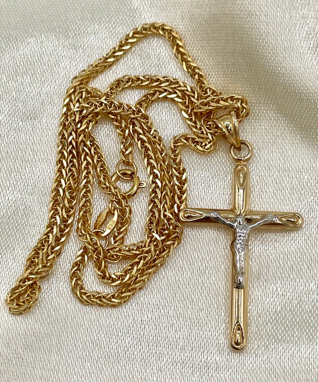 18K GOLD CROSS NECKLACE,Real Gold,Crucifix Necklace,Jesus Cross,Birthday Gift,Franco Necklace,Partner Gift,For Her,For Him,Christmas Gift.