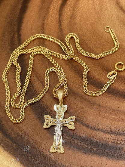 18K GOLD Heavy SOLID CROSS(1")Necklace,Real gold,Franco Necklace,Jesus Cross,Crucifix Necklace,Birthday Gift,Partner Gift,For Her,For Him.