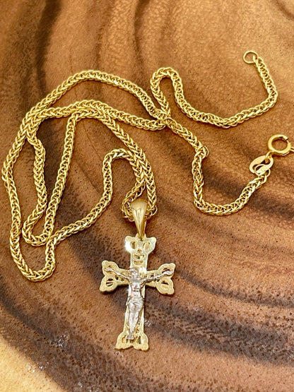 18K GOLD Heavy SOLID CROSS(1")Necklace,Real gold,Franco Necklace,Jesus Cross,Crucifix Necklace,Birthday Gift,Partner Gift,For Her,For Him.
