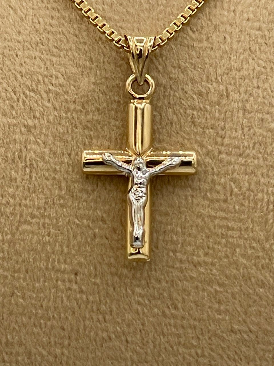 18K GOLD CROSS NECKLACE Real Gold,Jesus Cross,Crucifix Necklace,Box Necklace,Necklace Set,For Her,For Him,Birthday Gift,Gift For Dad.