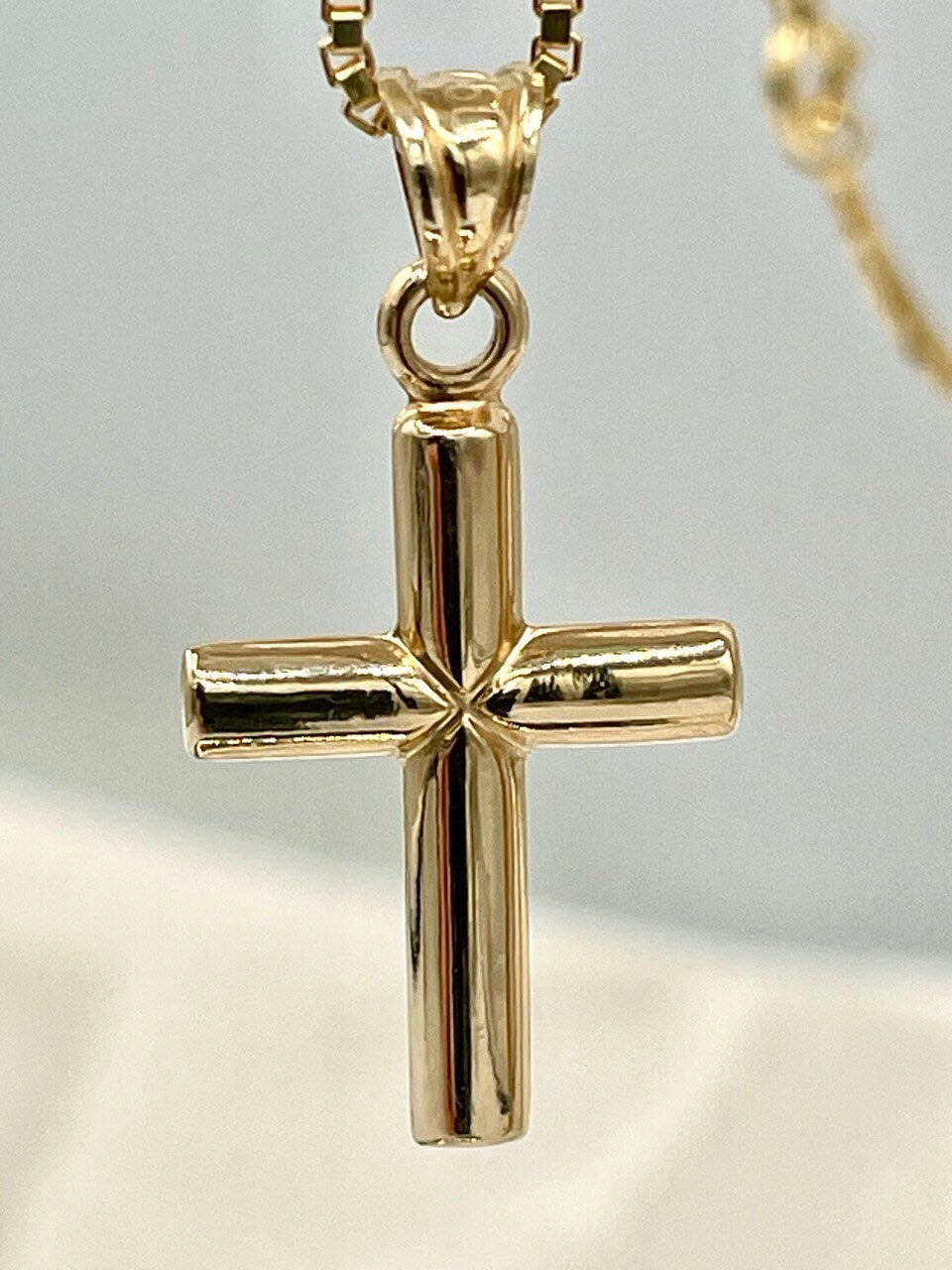 18K GOLD CROSS NECKLACE Real Gold,Jesus Cross,Crucifix Necklace,Box Necklace,Necklace Set,For Her,For Him,Birthday Gift,Gift For Dad.