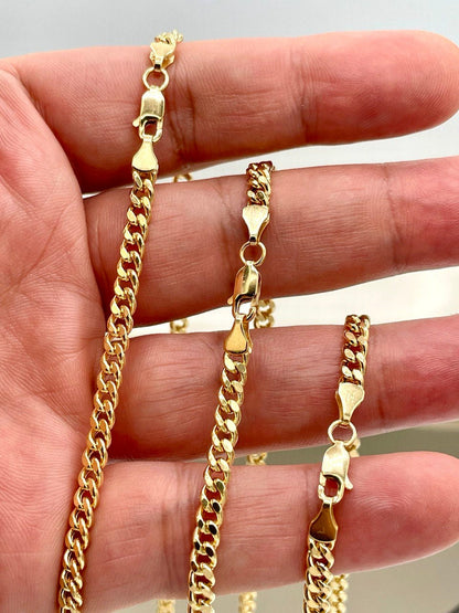 18K GOLD CURB NECKLACE (4.2mm)Solid Gold,Real Gold,Necklace Chain,For Her,For Him,Birthday Gift,Christmas Gift,Gift For Dad,Gift For Mom.