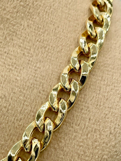 18K GOLD CURB NECKLACE (7.5mm)Chain,Real Gold,For Her,For Him,Birthday Gift,Christmas Gift,Gift For Dad,Gift For Mom,Boyfriend Gift.