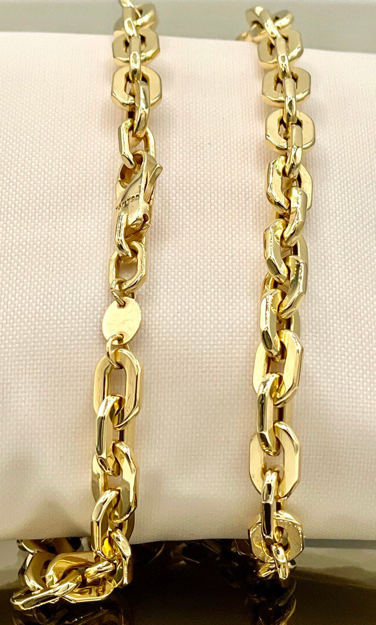18K GOLD CABLE PARALLEL(6.5mm)Necklace Chain,Real Gold,Shainy Necklace,Chunky Gold Chain,Birthday Gift,Partner Gift,For Her,For Him.