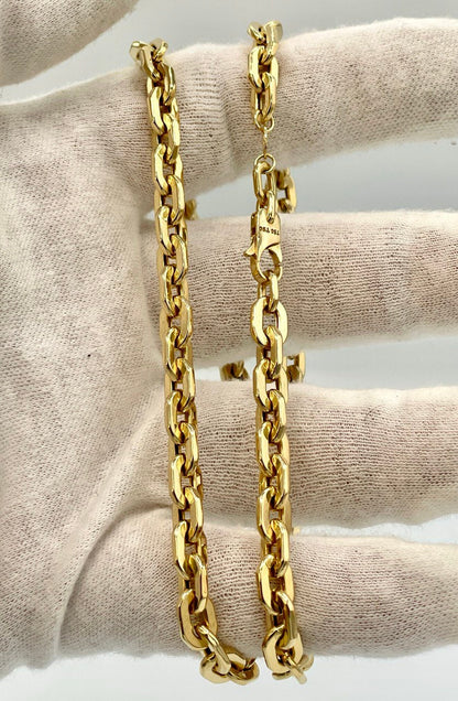 18K GOLD CABLE PARALLEL(6.5mm)Necklace Chain,Real Gold,Shainy Necklace,Chunky Gold Chain,Birthday Gift,Partner Gift,For Her,For Him.