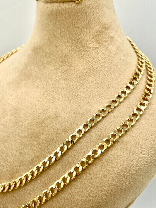 18k CURB (4.4MM)NECKLACE, Real Gold ,Christmas Gift, Anniversary Gift, For him, For her, Unisex Gold Gift, Birthday Gift,REAL Solid  Gold.