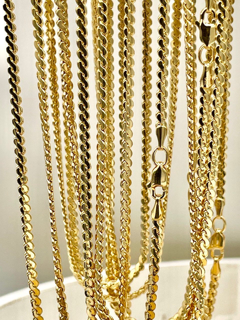 18K GOLD CURB (2.3mm)NECKLACE,Real Gold,Yellow Gold,Solid Gold,Birthday Gift,Partner Gift,For Her,For Him,New StyleGift For Dad,Gift For Mom