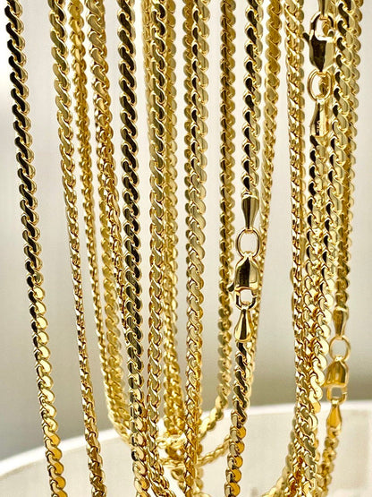 18K GOLD CURB (2.3mm)NECKLACE,Real Gold,Yellow Gold,Solid Gold,Birthday Gift,Partner Gift,For Her,For Him,New StyleGift For Dad,Gift For Mom