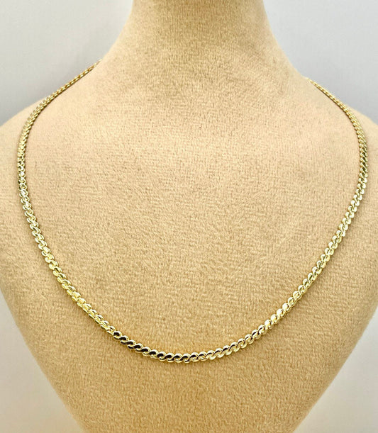 18K GOLD CURB (2.3mm)NECKLACE,Real Gold,Yellow Gold,Solid Gold,Birthday Gift,Partner Gift,For Her,For Him,New StyleGift For Dad,Gift For Mom