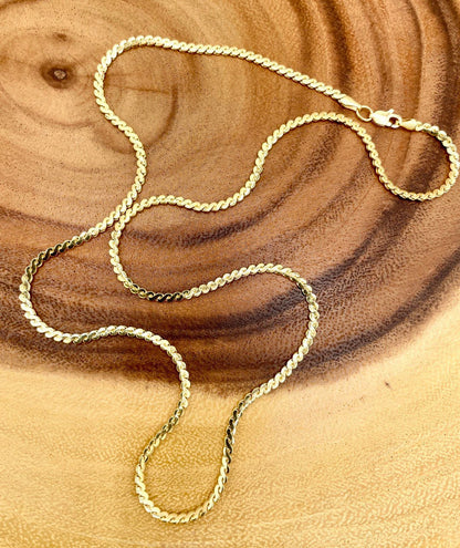 18K GOLD CURB (2.3mm)NECKLACE,Real Gold,Yellow Gold,Solid Gold,Birthday Gift,Partner Gift,For Her,For Him,New StyleGift For Dad,Gift For Mom