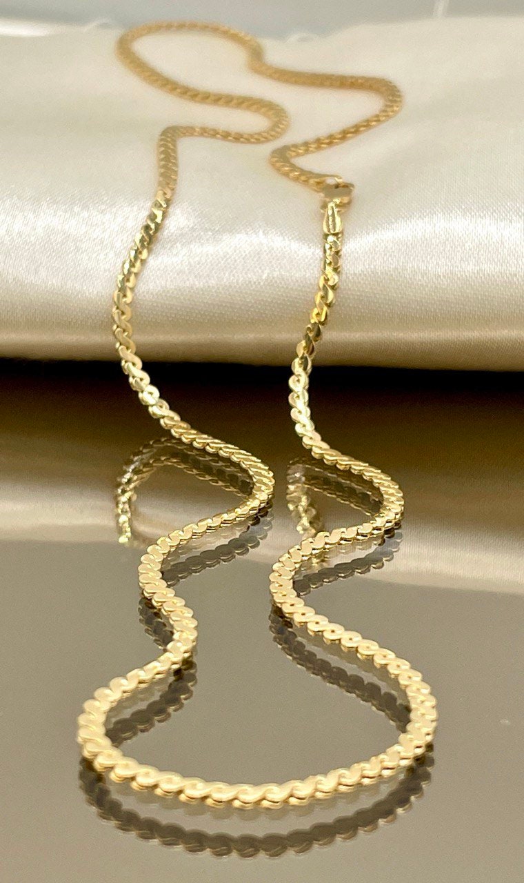 18K GOLD CURB (2.3mm)NECKLACE,Real Gold,Yellow Gold,Solid Gold,Birthday Gift,Partner Gift,For Her,For Him,New StyleGift For Dad,Gift For Mom