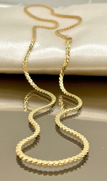 18K GOLD CURB (2.3mm)NECKLACE,Real Gold,Yellow Gold,Solid Gold,Birthday Gift,Partner Gift,For Her,For Him,New StyleGift For Dad,Gift For Mom