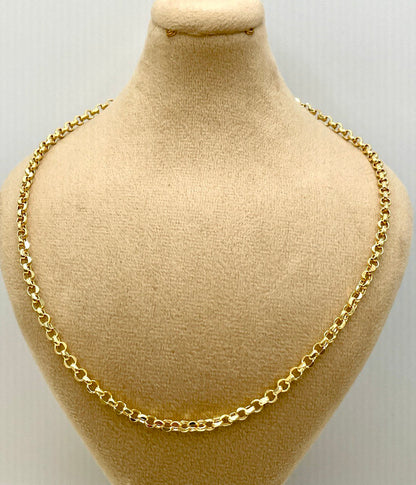 18K GOLD ROLO(3.5mm)NECKLACE,Real Gold,Solid Gold,Diamond Cut,Birthday Gift,For Her,For Him,Gift For Dad,Gift For Mom,Boyfriend Gift.