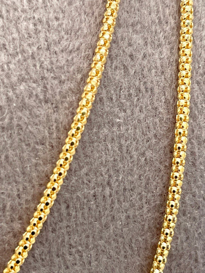 18K Solid Gold Diamond Cut Round Necklace – 1.5mm Real Gold Chain – Shiny Italian Style Gold Necklace for Women & Men
