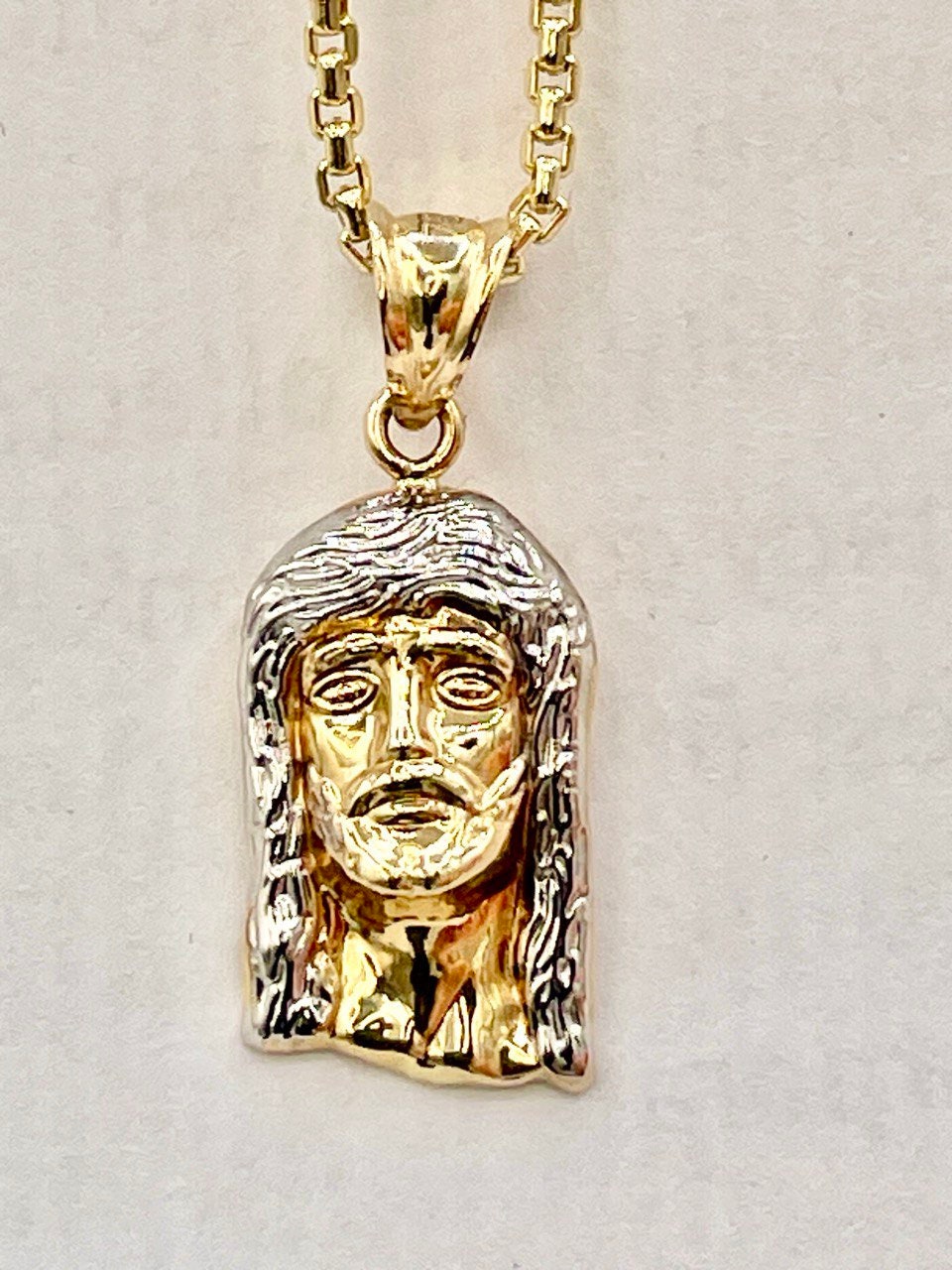 18K GOLD JESUS(1")NECKLACE,Real Gold,Ruond Box(1.5mm),Birthday Gift,Christmas Gift,For Her,For Him,Gift For Mom,Gift For Dad,Boyfriend Gift.