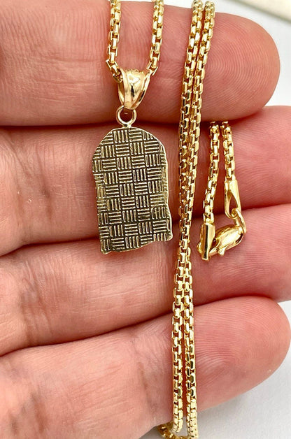 18K GOLD JESUS(1")NECKLACE,Real Gold,Ruond Box(1.5mm),Birthday Gift,Christmas Gift,For Her,For Him,Gift For Mom,Gift For Dad,Boyfriend Gift.