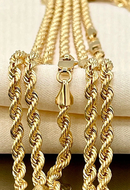 18K GOLD ROPE CHAIN Necklace,Solid Gold,Real 18K Gold Rope Chain Link Chain,3.8mm thick_22"_24"lengths,18Karat Real Gold Chain For Men/Women