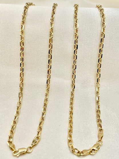 14K Solid Gold Cable Chain Necklace,Real 14K Gold Cable Links Chain,3.8mm thick_18"20"22",24"lengths,14Karat Real Gold Chain For Men/Women!