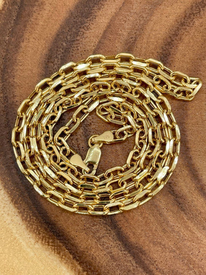 14K Solid Gold Cable Chain Necklace,Real 14K Gold Cable Links Chain,3.8mm thick_18"20"22",24"lengths,14Karat Real Gold Chain For Men/Women!