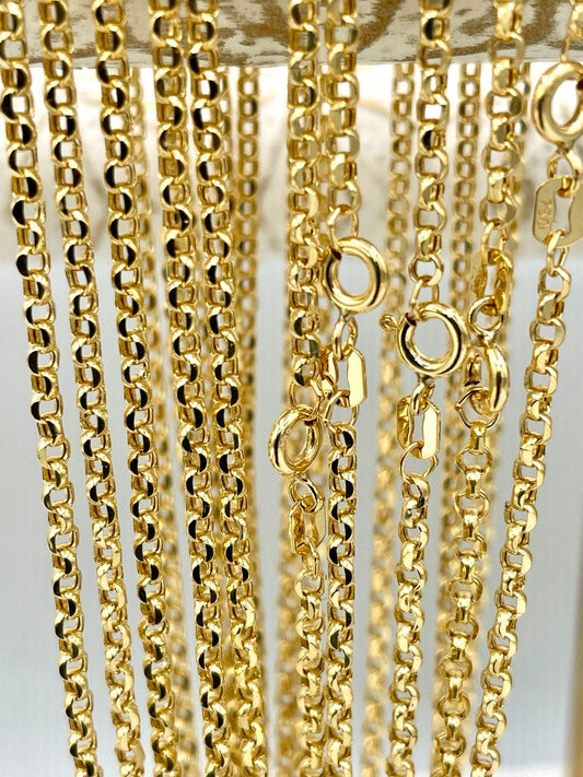 18K GOLD ROLO(2.3)NECKLACE Chain,Real Gold,SolidGold, Diamond Cut,Yellow Gold,Birthday Gift,Partner Gift,For Her,For Him,Gift For Dad.