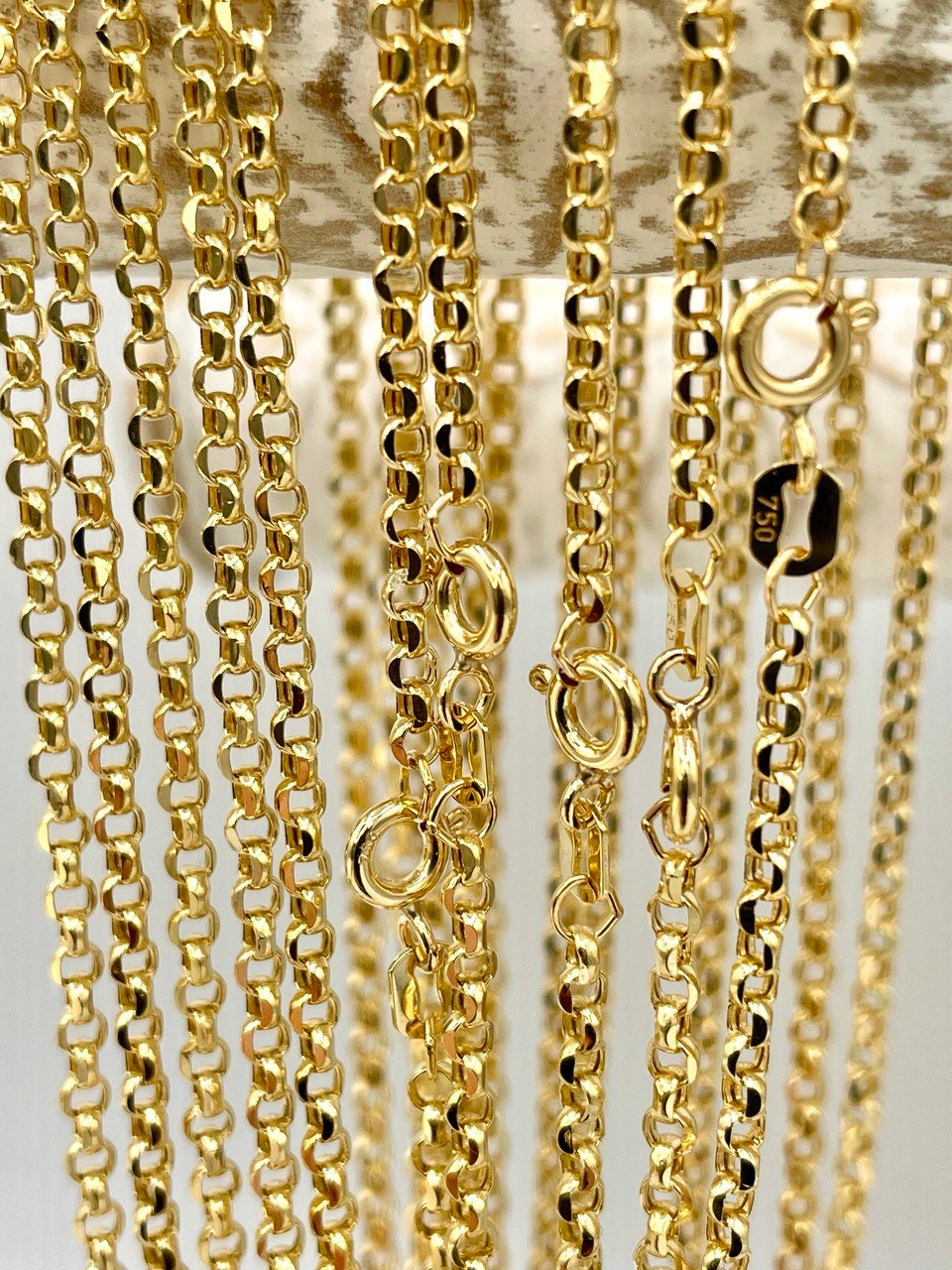 18K GOLD ROLO(2.3)NECKLACE Chain,Real Gold,SolidGold, Diamond Cut,Yellow Gold,Birthday Gift,Partner Gift,For Her,For Him,Gift For Dad.