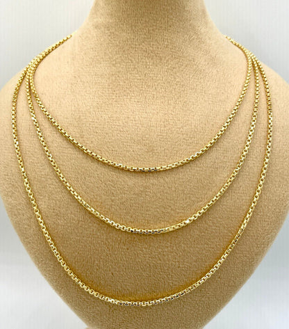 18K GOLD  BOX Chain Necklace Chain,Real Solid Gold,(2mm Width) Chain,Birthday Gift,Partner Gift,For Her,For Him,Gift For Dad,Christmas Gift.