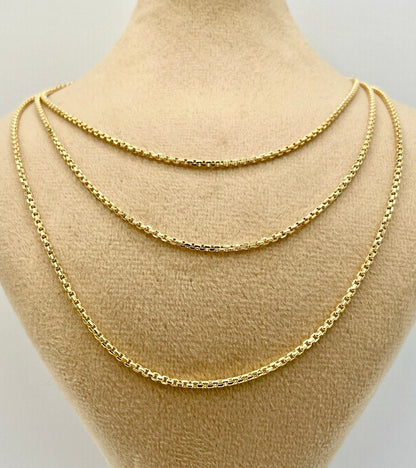18K GOLD  BOX Chain Necklace Chain,Real Solid Gold,(2mm Width) Chain,Birthday Gift,Partner Gift,For Her,For Him,Gift For Dad,Christmas Gift.