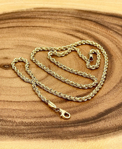 18K GOLD ROPE CHAIN(3mm) Necklace,Real Gold,Yellow Gold,Diamond Cut,Birthday Gift,Partner Gift,For Her,For Him,Christmas Gift,Gift For Dad
