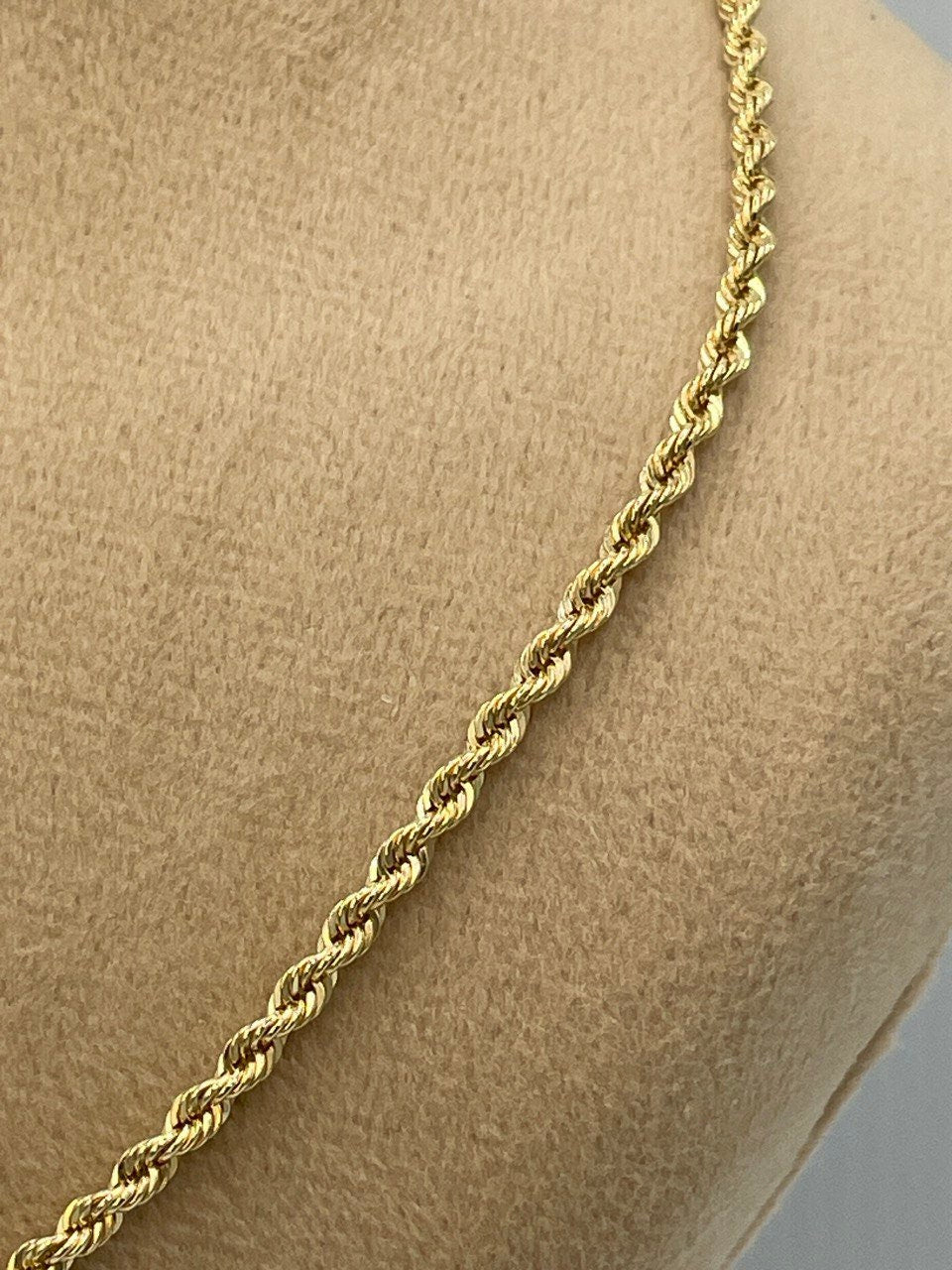 18K GOLD ROPE CHAIN(3mm) Necklace,Real Gold,Yellow Gold,Diamond Cut,Birthday Gift,Partner Gift,For Her,For Him,Christmas Gift,Gift For Dad
