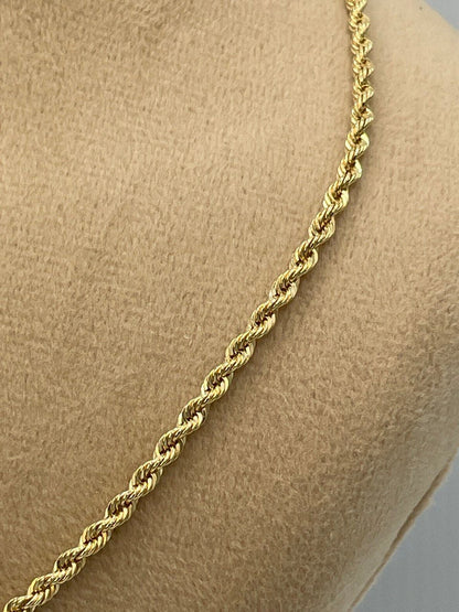 18K GOLD ROPE CHAIN(3mm) Necklace,Real Gold,Yellow Gold,Diamond Cut,Birthday Gift,Partner Gift,For Her,For Him,Christmas Gift,Gift For Dad