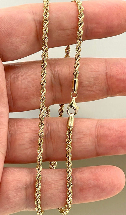 18K GOLD ROPE CHAIN(3mm) Necklace,Real Gold,Yellow Gold,Diamond Cut,Birthday Gift,Partner Gift,For Her,For Him,Christmas Gift,Gift For Dad