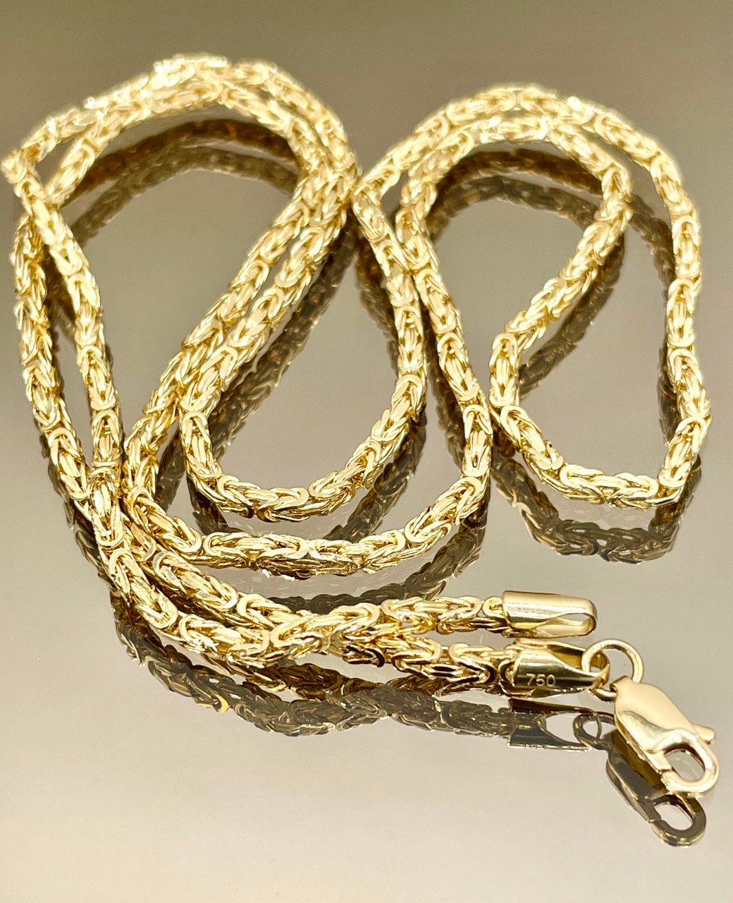 18Karat Solid Gold Byzantine Elegance,(2mm)Heavy Solid Chain Necklace for Men/ Women, Luxury Unisex Charm, 18K Gold Byzantine Necklace Chain