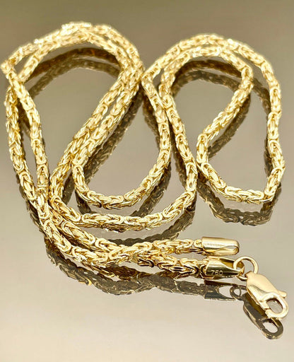 18Karat Solid Gold Byzantine Elegance,(2mm)Heavy Solid Chain Necklace for Men/ Women, Luxury Unisex Charm, 18K Gold Byzantine Necklace Chain