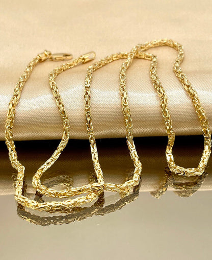 18Karat Solid Gold Byzantine Elegance,(2mm)Heavy Solid Chain Necklace for Men/ Women, Luxury Unisex Charm, 18K Gold Byzantine Necklace Chain