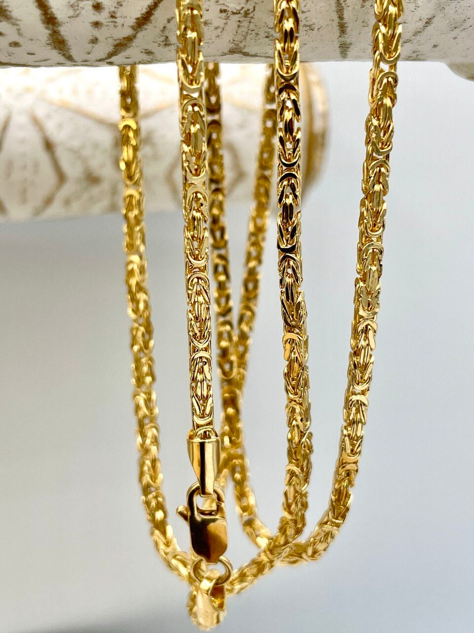 18Karat Solid Gold Byzantine Elegance,(2mm)Heavy Solid Chain Necklace for Men/ Women, Luxury Unisex Charm, 18K Gold Byzantine Necklace Chain