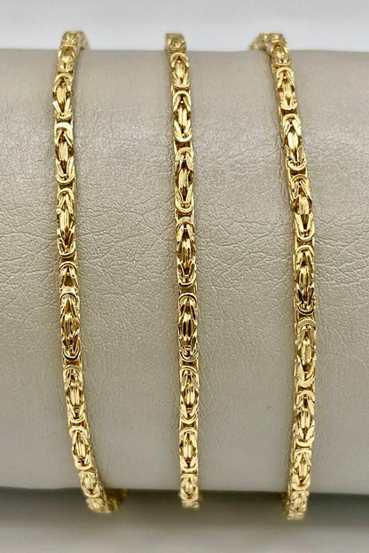 18Karat Solid Gold Byzantine Elegance,(2mm)Heavy Solid Chain Necklace for Men/ Women, Luxury Unisex Charm, 18K Gold Byzantine Necklace Chain