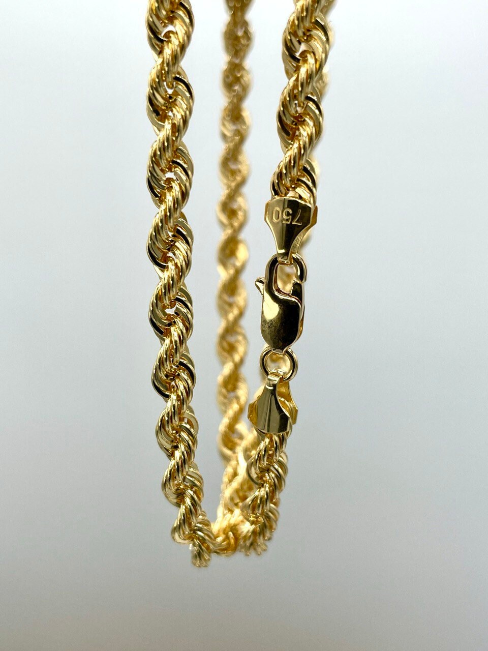 18Karat Gold Rope Chain Necklace Chain,Real 18K Gold,solid Heavy Gold,(5mm)Thick,Chunky Necklace Chain For Men/Women,Birthday Gift.