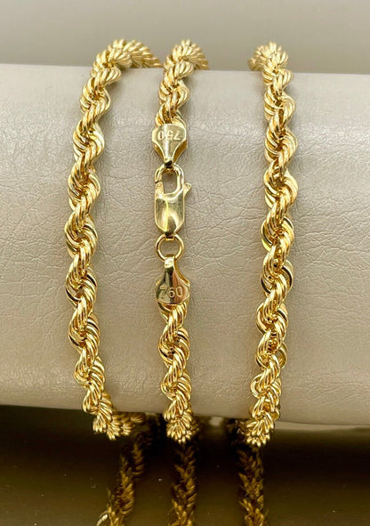 18Karat Gold Rope Chain Necklace Chain,Real 18K Gold,solid Heavy Gold,(5mm)Thick,Chunky Necklace Chain For Men/Women,Birthday Gift.
