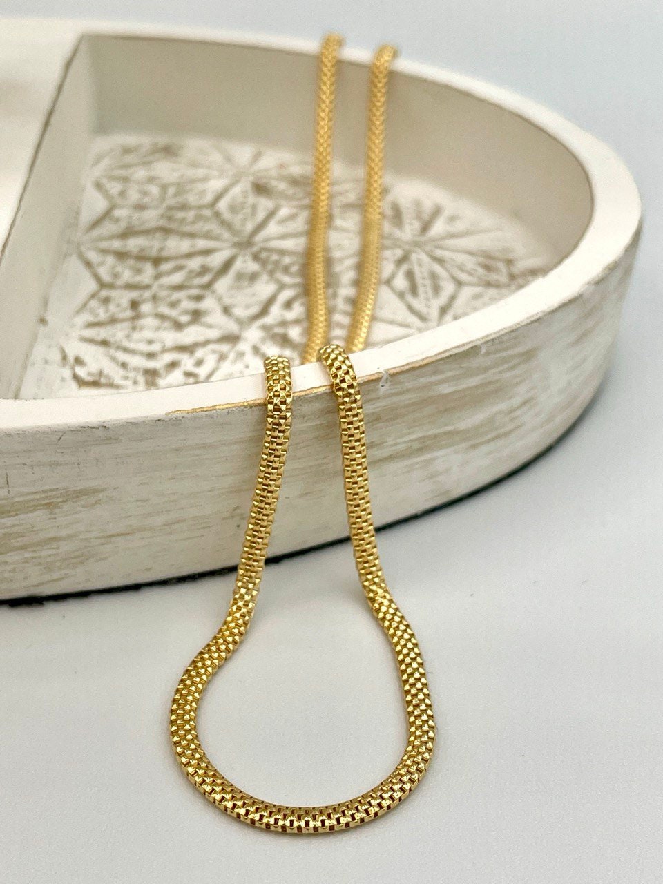 18Karat Gold Snake Necklace Chain,Real 18Karat Gold,Yellow Gold(3mm)Thick,Birthday Gift, Gift For Men/Women,Anniversary Gift,Gift FOR Mom.