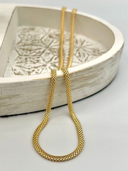 18Karat Gold Snake Necklace Chain,Real 18Karat Gold,Yellow Gold(3mm)Thick,Birthday Gift, Gift For Men/Women,Anniversary Gift,Gift FOR Mom.