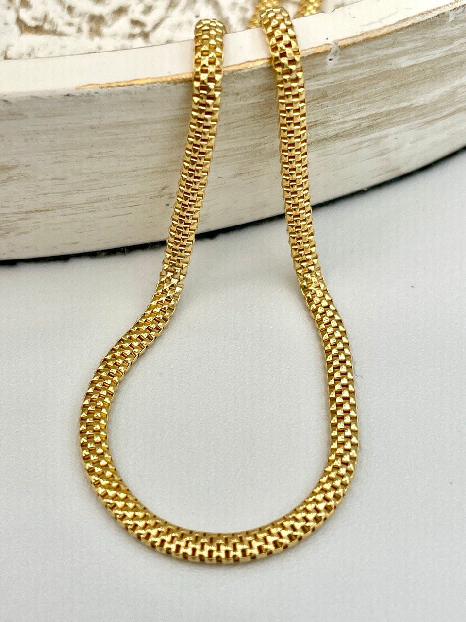18Karat Gold Snake Necklace Chain,Real 18Karat Gold,Yellow Gold(3mm)Thick,Birthday Gift, Gift For Men/Women,Anniversary Gift,Gift FOR Mom.