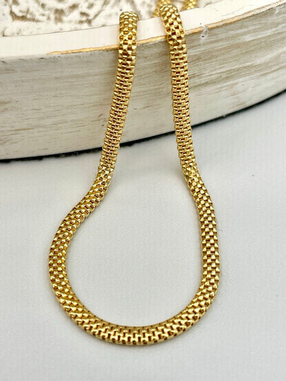 18Karat Gold Snake Necklace Chain,Real 18Karat Gold,Yellow Gold(3mm)Thick,Birthday Gift, Gift For Men/Women,Anniversary Gift,Gift FOR Mom.