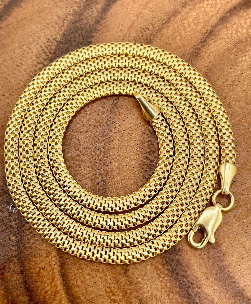 18Karat Gold Snake Necklace Chain,Real 18Karat Gold,Yellow Gold(3mm)Thick,Birthday Gift, Gift For Men/Women,Anniversary Gift,Gift FOR Mom.