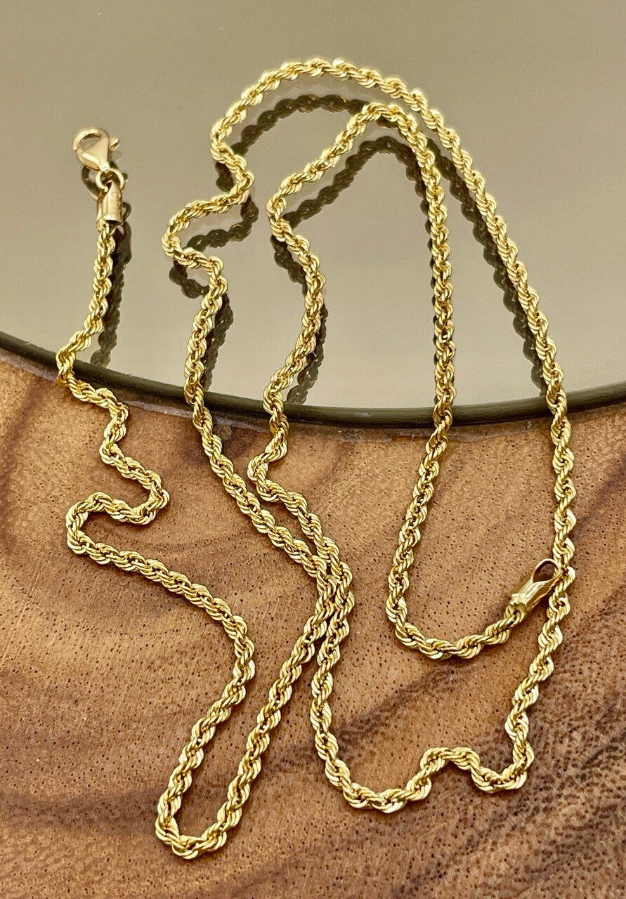 18K GOLD ROPE CHAIN(2.1mm)Necklace,Real Gold,Yellow Gold,Birthday Gift,Partner Gift,For Her,For Him,Gift For Dad,Gift For Mom,Christmas Gift