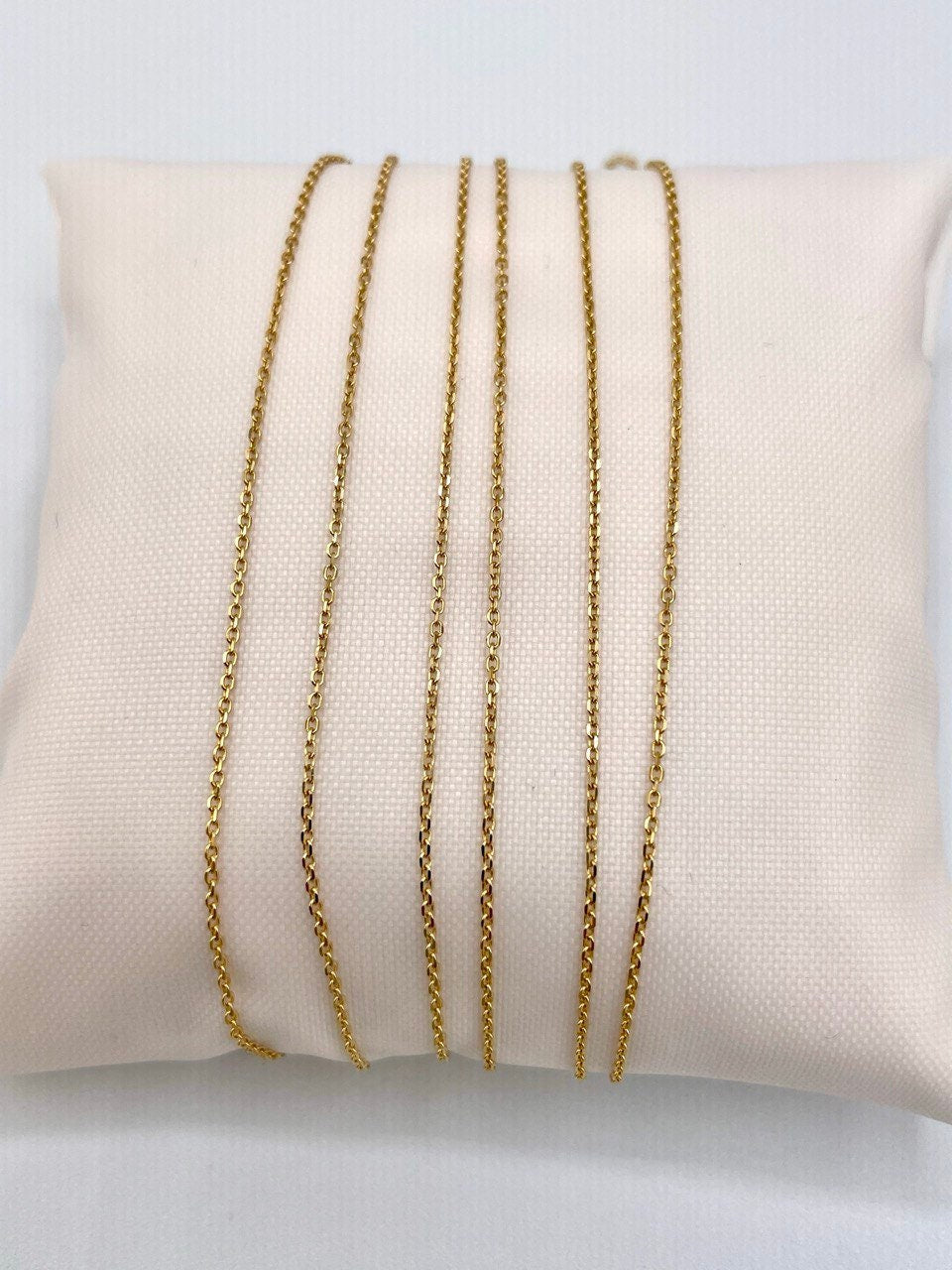 18Karat Gold Cable Necklace Chain,Real Solid 18K Gold,(1mm)Thick Diamond Cut,Birthday Gift,Gift For Men/Women,Gift For Mom,Anniversary Gift.