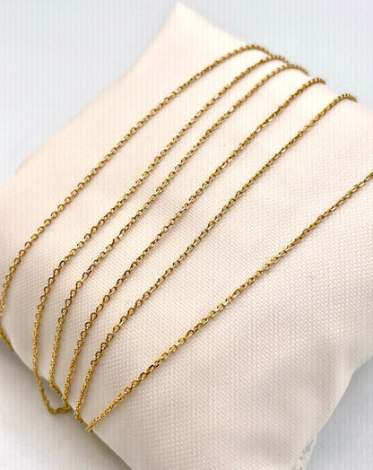 18Karat Gold Cable Necklace Chain,Real Solid 18K Gold,(1mm)Thick Diamond Cut,Birthday Gift,Gift For Men/Women,Gift For Mom,Anniversary Gift.