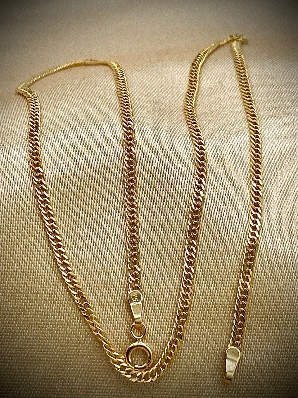18K GOLD DOUBLE CURB(2.1mm)Necklace Chain,Diamond Cut,Birthday Gift,Partner Gift,For Her,For Him,Gift For Dad,Gift For Mom,New Style.