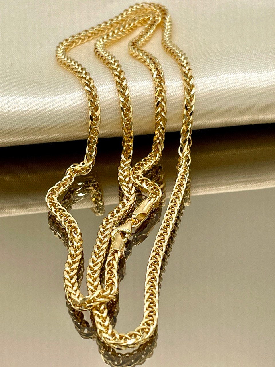 18Karat Gold Franco Necklace Chain,Real Solid 18Karat Gold(2.8mm)Thick,Yellow Gold,Chunky Necklace Chain,Birthday Gift,Gift for Men/Women.